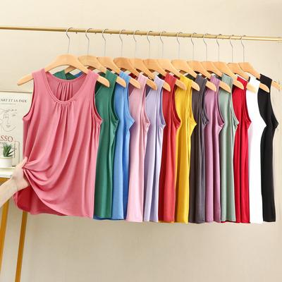 Duże rozmiary Tank Topy Luźne Fałdy Lato Kobiety Modalne Bezrękawniki Jednolity kolor Homewear Góra Dół Kamizelka XL do 6XL