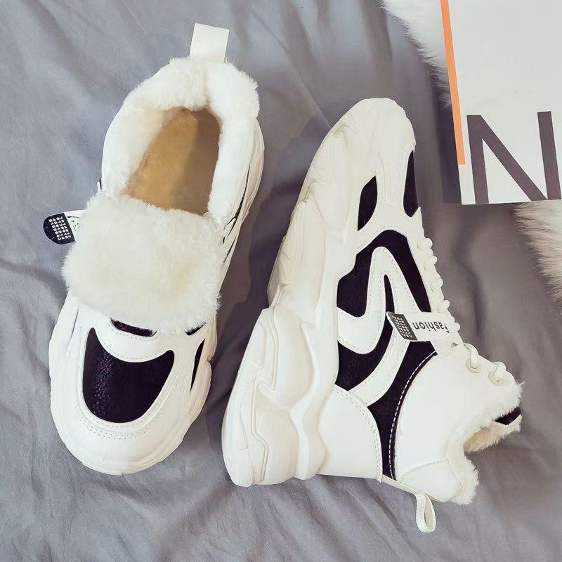 Fleece dad shoes women's winter new Korean version warm high-top sports shoes student cotton shoes ins trendy shoes