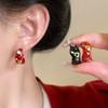 Vintage Enamel Drip Glaze Hoop Earrings Premium Exquisite Trendy Statement Stud Earrings Party Jewelry Gift