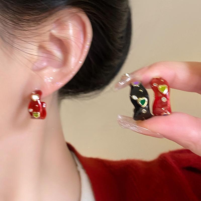 Vintage Enamel Drip Glaze Hoop Earrings Premium Exquisite Trendy Statement Stud Earrings Party Jewelry Gift