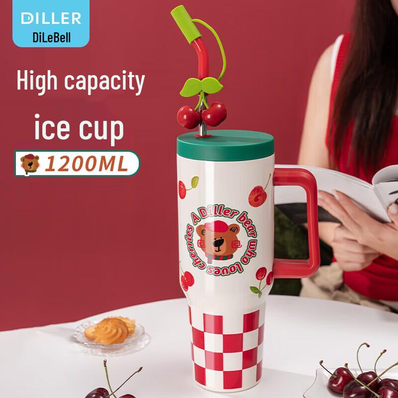 Diller Cherry Bear 1200ml Wide Mouth Insulated Water Bottle