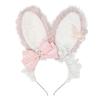 Plush Sweet Rabbit Ears Headband With Elegant Lace And Bowknot Detachable For Cosplay Party And Daily Wear