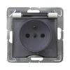 Splash-proof Socket with Grounding IP-44, Transparent Lid - WHITE IM