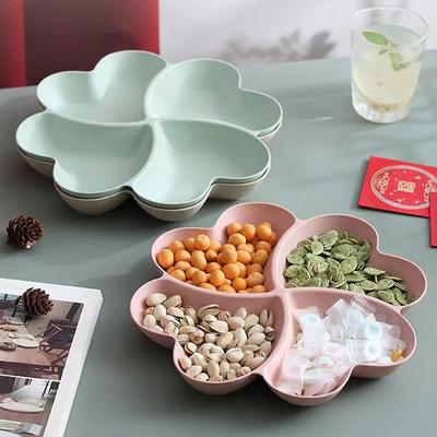 Shaped Fruit Platter Creative Plates Storage Box Dried Fruit Snack Plates Divided Candy Dessert Plate Container 4Hole Heart