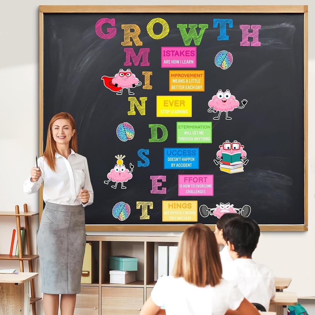 Janlaugh Growth Mindset Window Door Clings Back to School Bulletin Board Growth Mindset Classroom Decor Class Motivational Posters for First Day of
