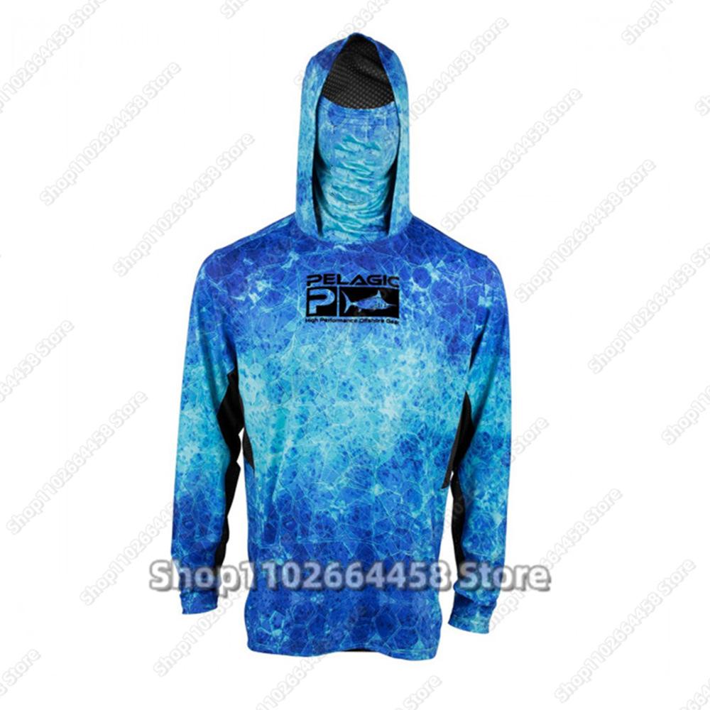 PELAGIC camouflage fishing suit for men and women long-sleeved mask hoodie sun protection breathable fishing suit can be