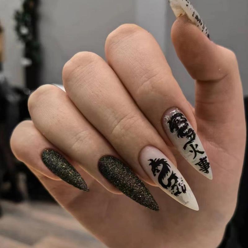 Cross-Border Wearable Nail Art: Super Long Press-On False Nail Tips