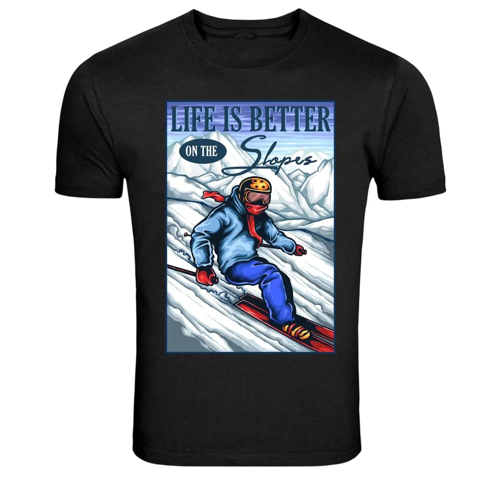 Life Is Better On The Slopes Skier Graphic T-Shirt 4XL