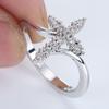 Women Silver Cross Ring with Diamonds Stylish European Fashion Jewelry Gift