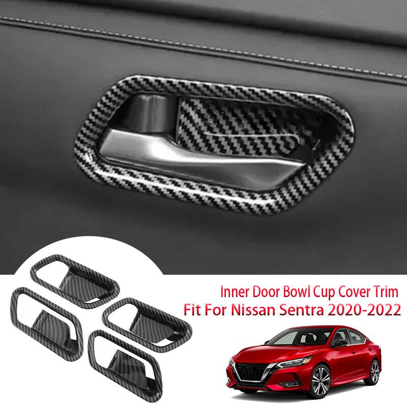 Carbon ABS For Nissan Sentra 2020-24 2023 Car Inner Door Handle Bowl Cover Trim