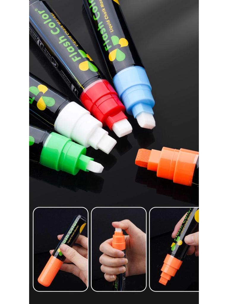 LED Fluorescencyjne Markery do Tablic - Na Bazie Wody, Wielokolorowe, Świecące Narzędzia do Pisania