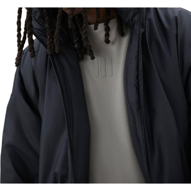 Fear of God x Adidas Athletics Collection FW23 Solid Color Drawstring Hem Hooded Jacket Unisex Jackets Black IS5298