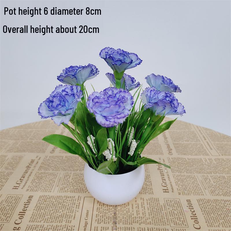 Small Silk Carnation Decorative Flower In Pot for Living Room, Coffee Table, or Dining Table Arrangement