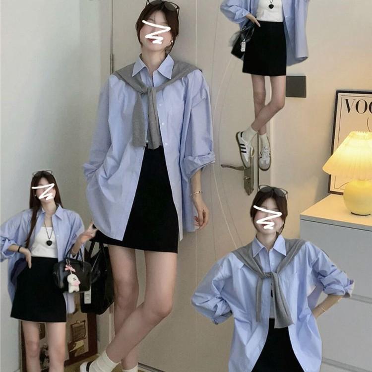 Blue Long-Sleeve Women's Layering Shirt Jacket for Early Spring 2026 - High-End Style