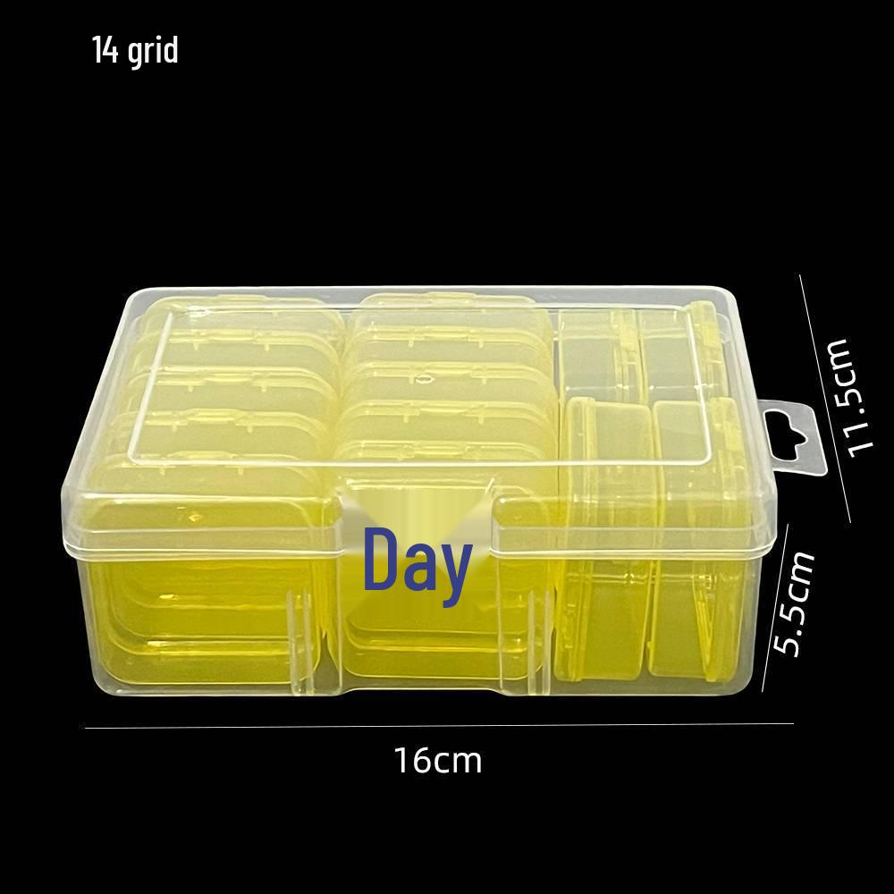 5.5" Small Square 14-Compartment Detachable Transparent Pill & Jewelry Storage Box for Craft & Diamond Painting (185g)