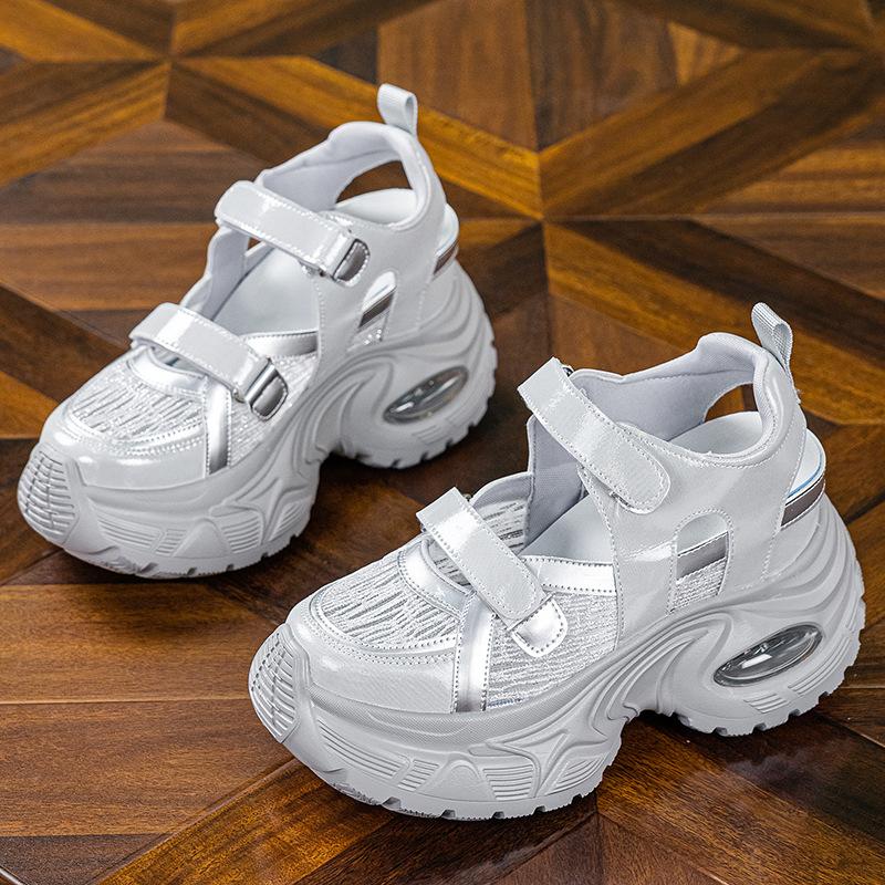 

Baotou sandals women s new summer hollowed-out breathable sports and leisure dad shoes thick-soled inner height-increasing women s shoes 39 срібний