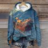 Women's Fashion Long Sleeve Christmas Print Loose Hooded Sweatshirt Top