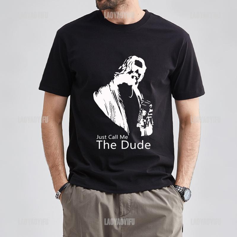 The Dude Abides Man Big Lebowski T-Shirt Short Sleeve O Neck Man Unique Vintage Humor Tees Streetwear Men T Shirts Hip-hop