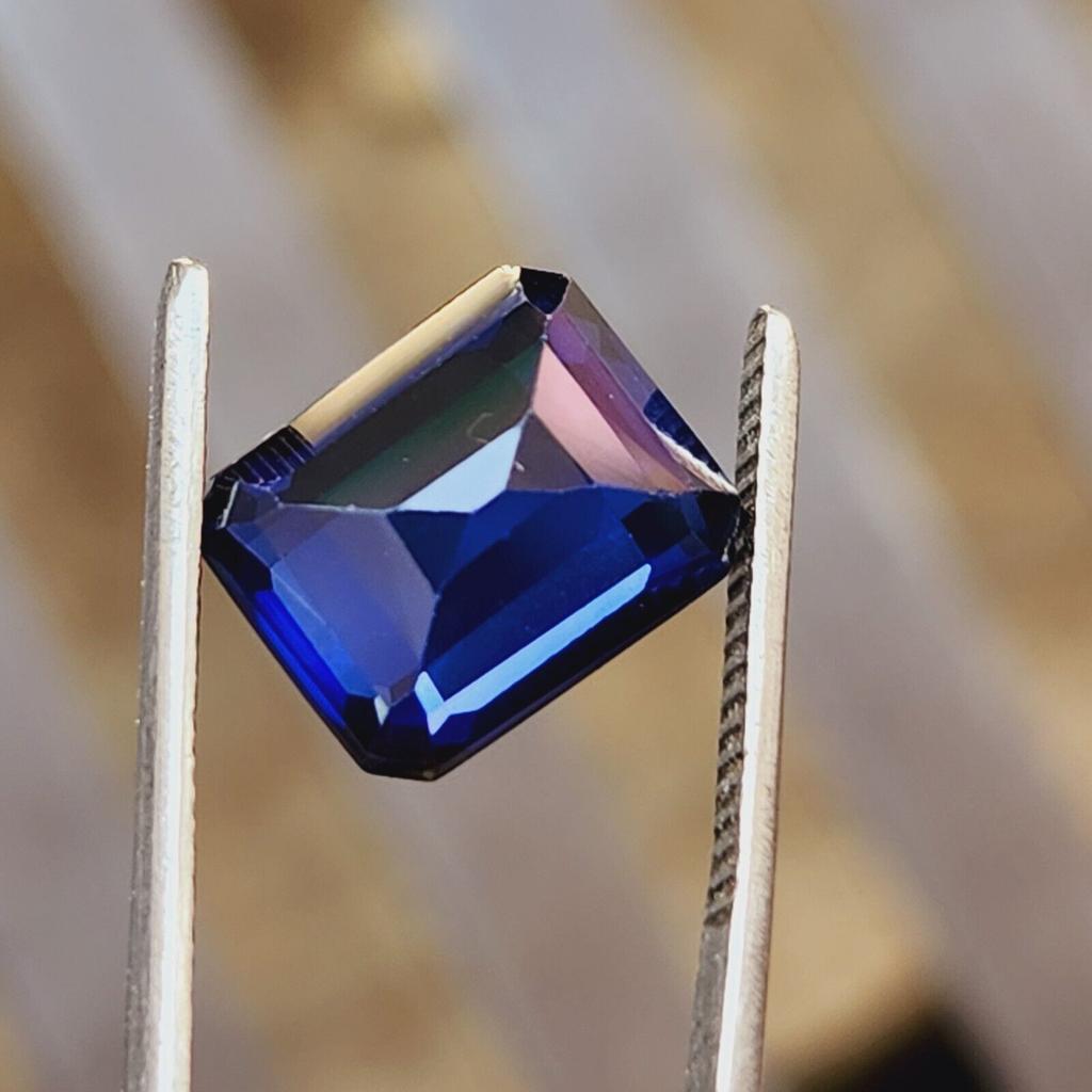 10  Cts Heated Ceylon Blue Sapphire Emerald Cut Certified Loose Gemstone