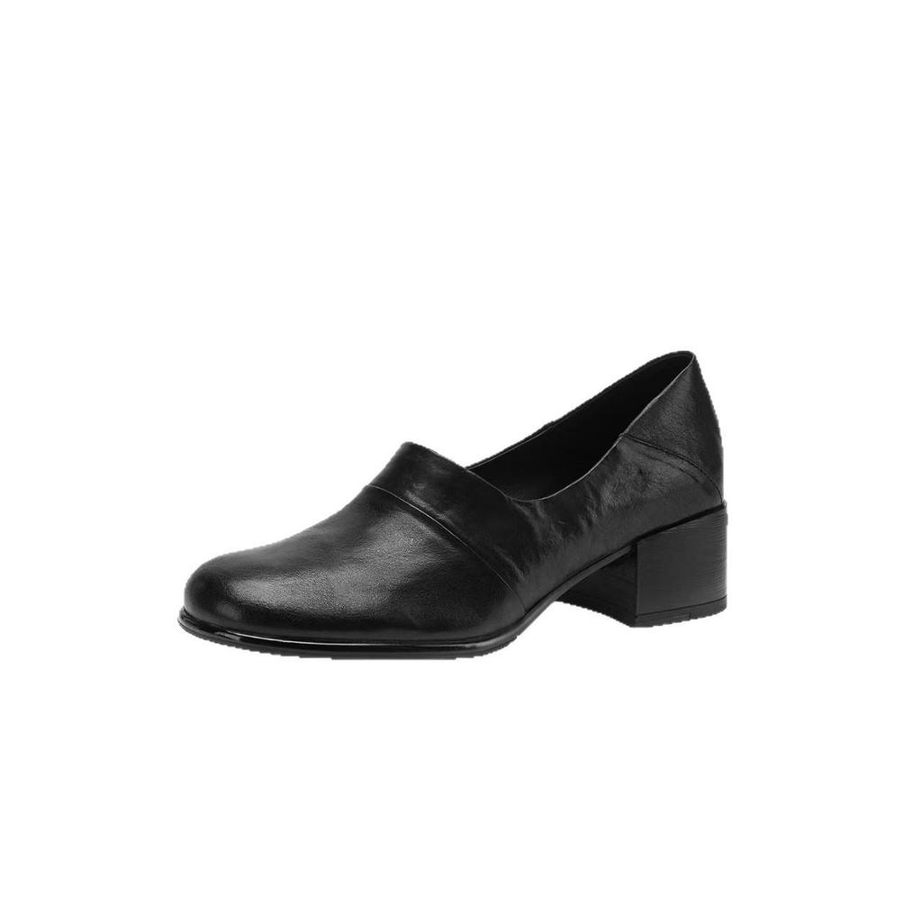 Retro All-Leather Loafers: First-Layer Cowhide, Chunky Heel, Round Toe, Deep Cut, Soft, Comfortable.