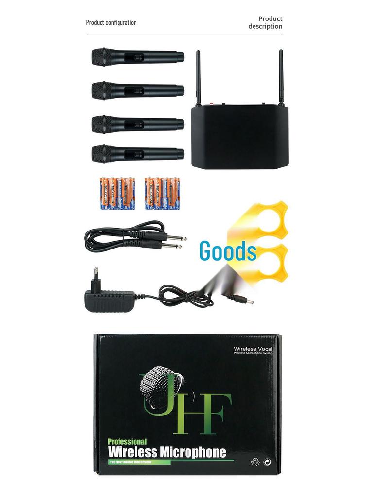 Wireless Microphone for KTV Karaoke, Home Singing, Outdoor Events, and Meetings