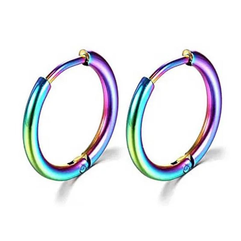 1 Pair Stainless Steel Hoop Earrings for Men Women Round Unisex Punk Earrings Simple Circle Ear Buckle Ear Jewelry Accessories