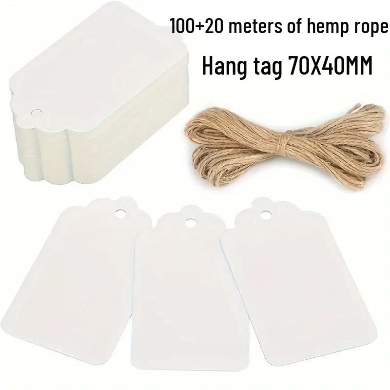 Kraft Paper Hang Tags & Bookmarks - 100 Pcs + 20m String: Small Thank You Cards for Gifts & Jewelry