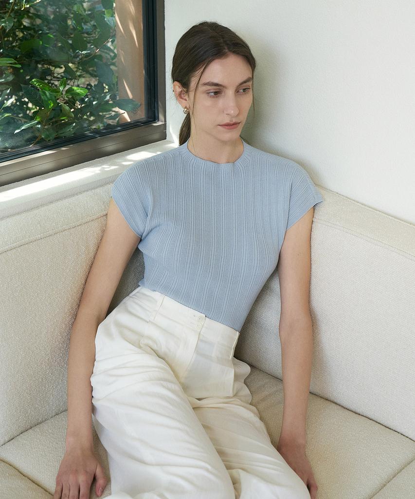 LAMEREI Holgament High Neck Ribbed Knit[Lmbfsu24Kn4252]-3Color