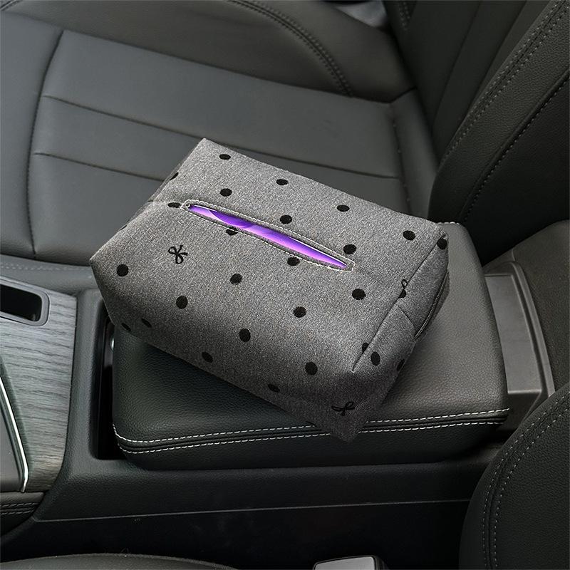 NEW Car Tissue Box Fashionable Polka Dot Bow Tie Hanging Tissue Box Creative Multi-functional In-car Tissue Paper Bag