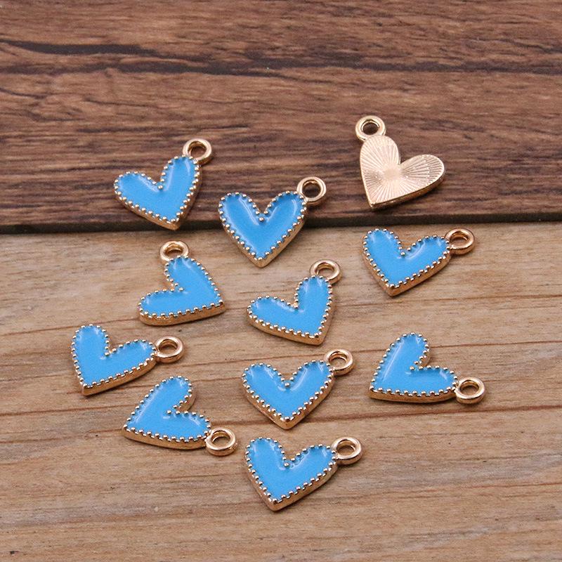

10 Colors Mini Heart Enamel Pendant (13x13mm) - KC Gold Charm for Jewelry, Handbags, and Nail Art синій