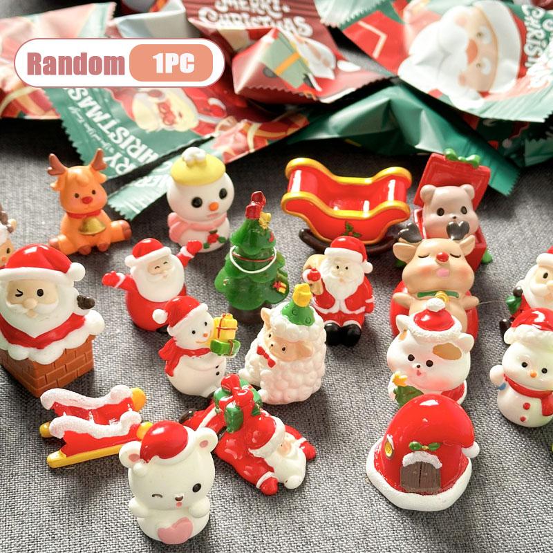 

Mini Santa Claus Snowman Figurine Set Christmas Gift Prize Collection for Kids Tree Decor Holiday Party Display Ornament
