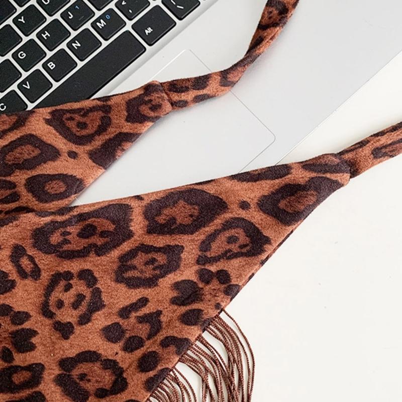 Animal Pattern Tassels Detail Hip Wrap Curtain Triangular Stretchable Belt Waistband Comfortable Daily Party Wear