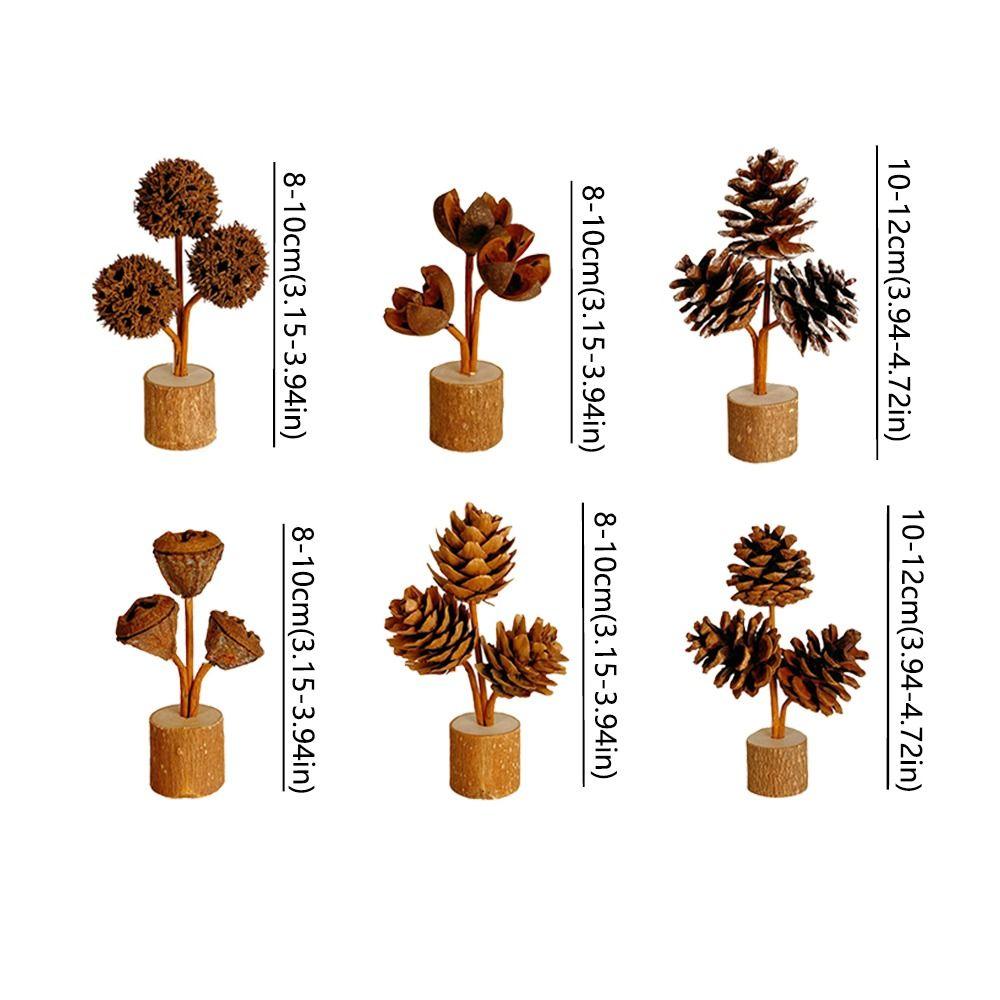 Handcrafted Tabletop Pine Cone Ornament Wood Base Forest-themed Decoration  Festive