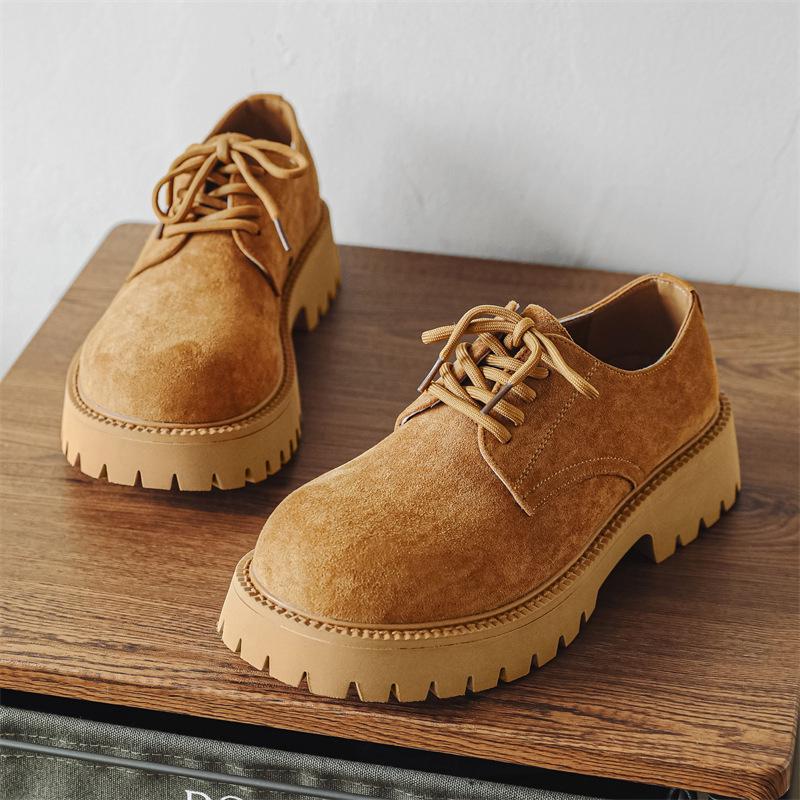Men's Vintage Low-Top Derby Shoes, Autumn/Winter 2024 Martin Boots, Thick Sole, Versatile Style (Model: 66502-J)