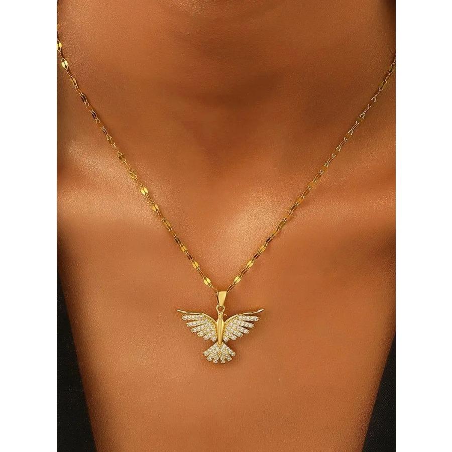 Fashionable Phoenix Necklace with Zircon Copper Inlaid Personality Pendant Necklace for Women Versatile Gold-Plated Jewelry