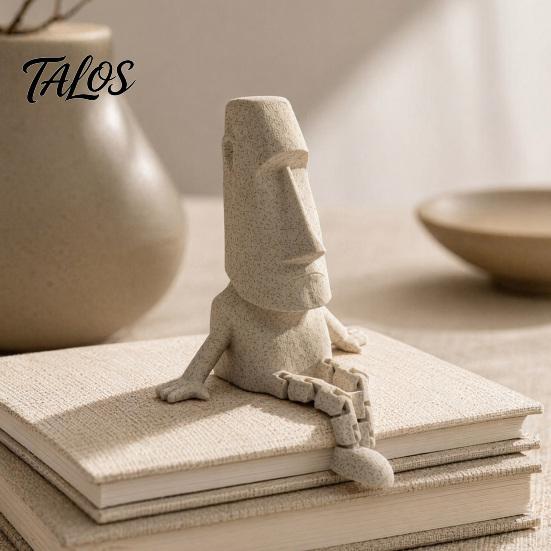 Talos 3D Printed Articulated Moai Statue Ornament, Movable Joints Figurine, Stable Stone Texture Sculpture for Desktop Living Room Study Decor Gift