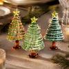Seasonal Home Festive Ornament Glazed Christmas Tree Figurine, Colorful Miniature Xmas Decor, Handcrafted Exquisite Gift for Colleagues Glass