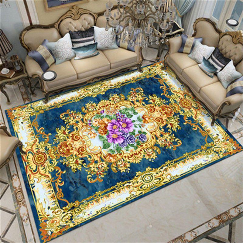 Europe Carpet Living Room Anti-skid Balcony Mat Vintage Bedroom Rug Bedside Kitchen Carpet Jacquard Rug Carpet