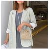 Floral Canvas Bag Bucket Straw Bag Women's Small Fresh Lace Fashion Shoulder Crossbody Bag