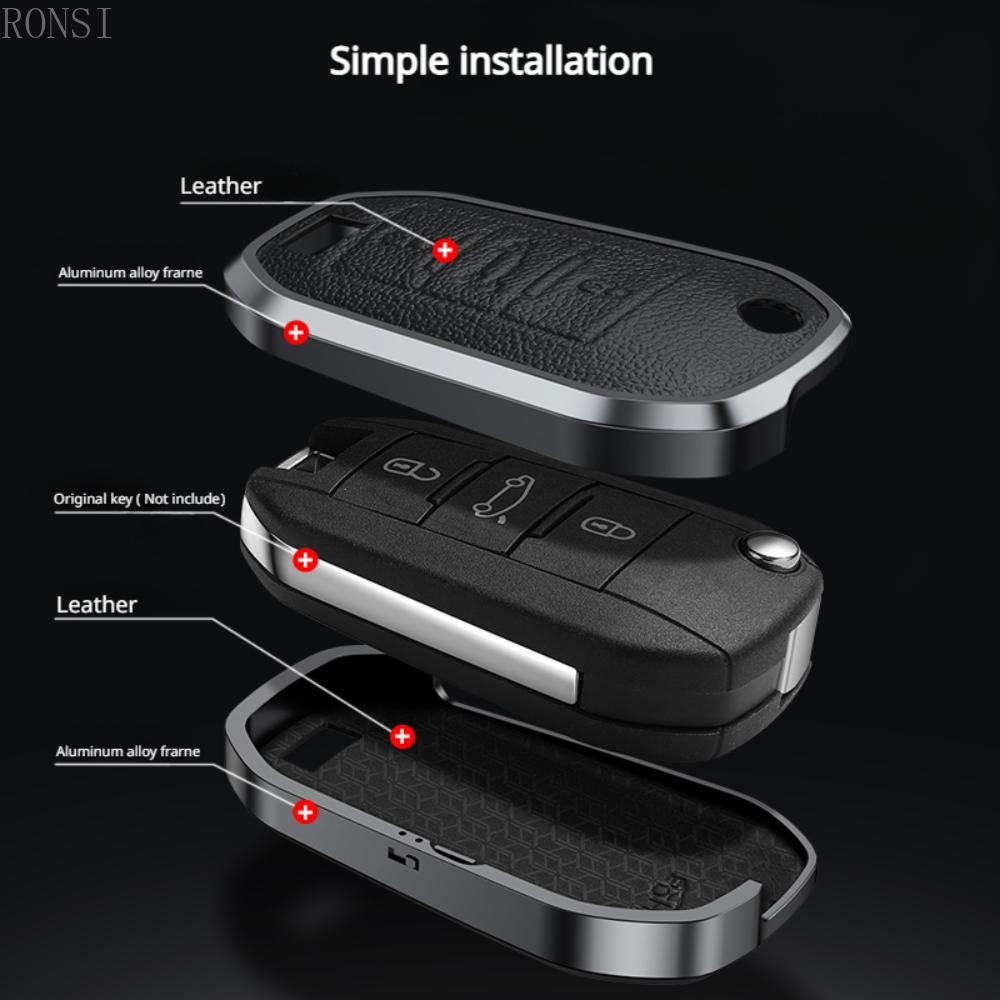 Legierung Leder Auto Klappschlüsselhülle Vollabdeckung für Peugeot 3008 208 308 508 408 2008 307 4008 für Citroen C4 C4L CACTUS C3 C6 C8