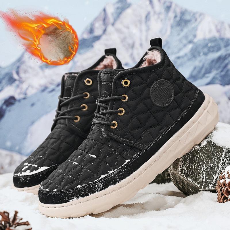 

Autumn Winter Men s Boots Velvet Warm Snow Boots Durable Outdoor Daily Comfortable Non Slip Men s Casual Shoes Size 38-46 38 чёрный