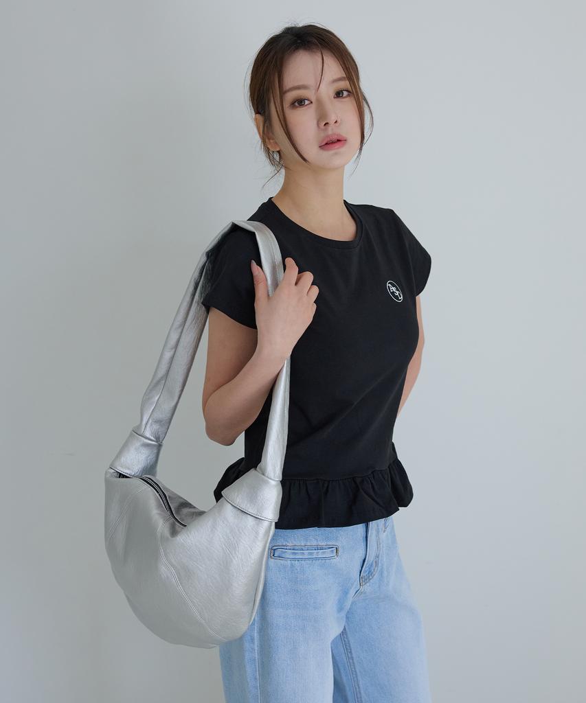 Awesome Studio Faux Leather Shoulder Bag Silver