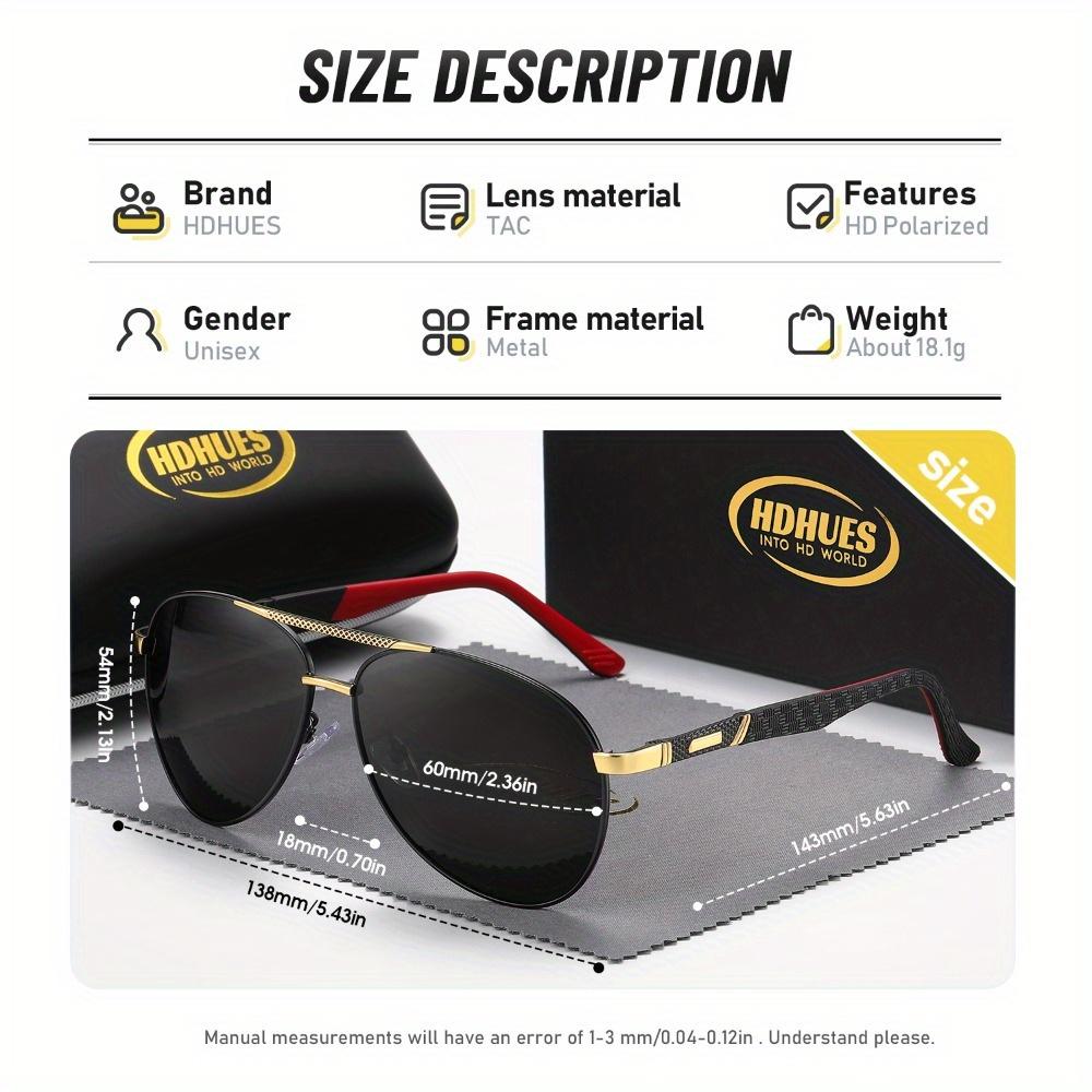 HdHues Unisex Retro Large Frame Double Beam Spring Leg Polarized Driving Sunglasses, UV400