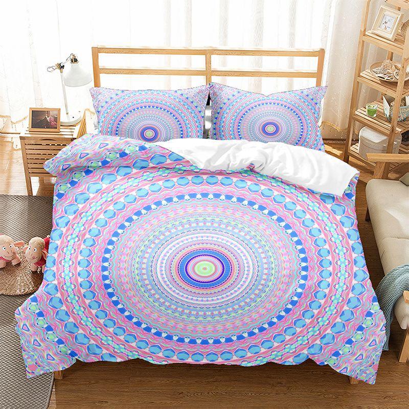 Set Husă de Plapumă Mandala Mărime King Queen Stil Boem Model Mandala Elefant Set de Lenjerie de Pat din Poliester pentru Băieți Fete Copii Adolescenți