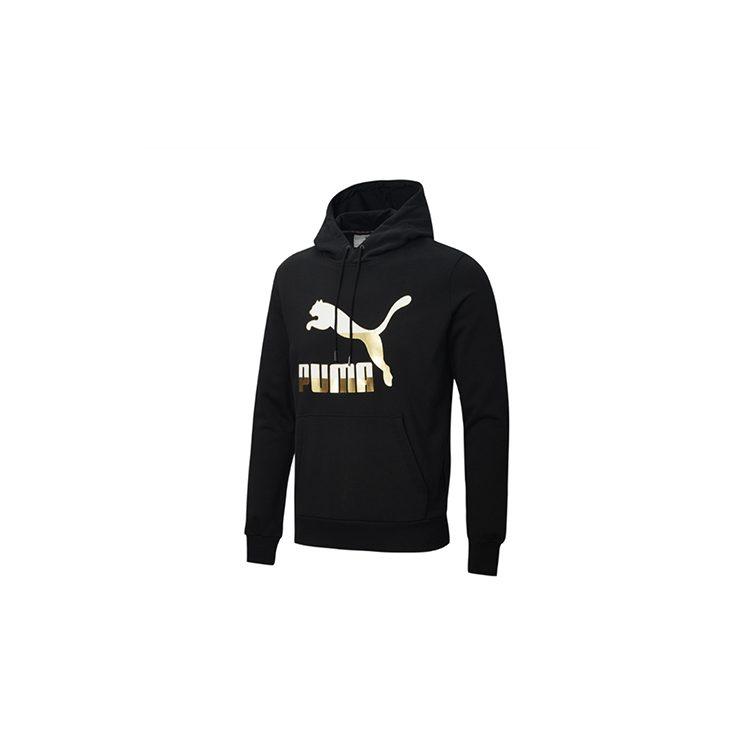 Puma CLASSICS Sweatshirts Men's Black Gold Hooded Moderate Regular 599300-51