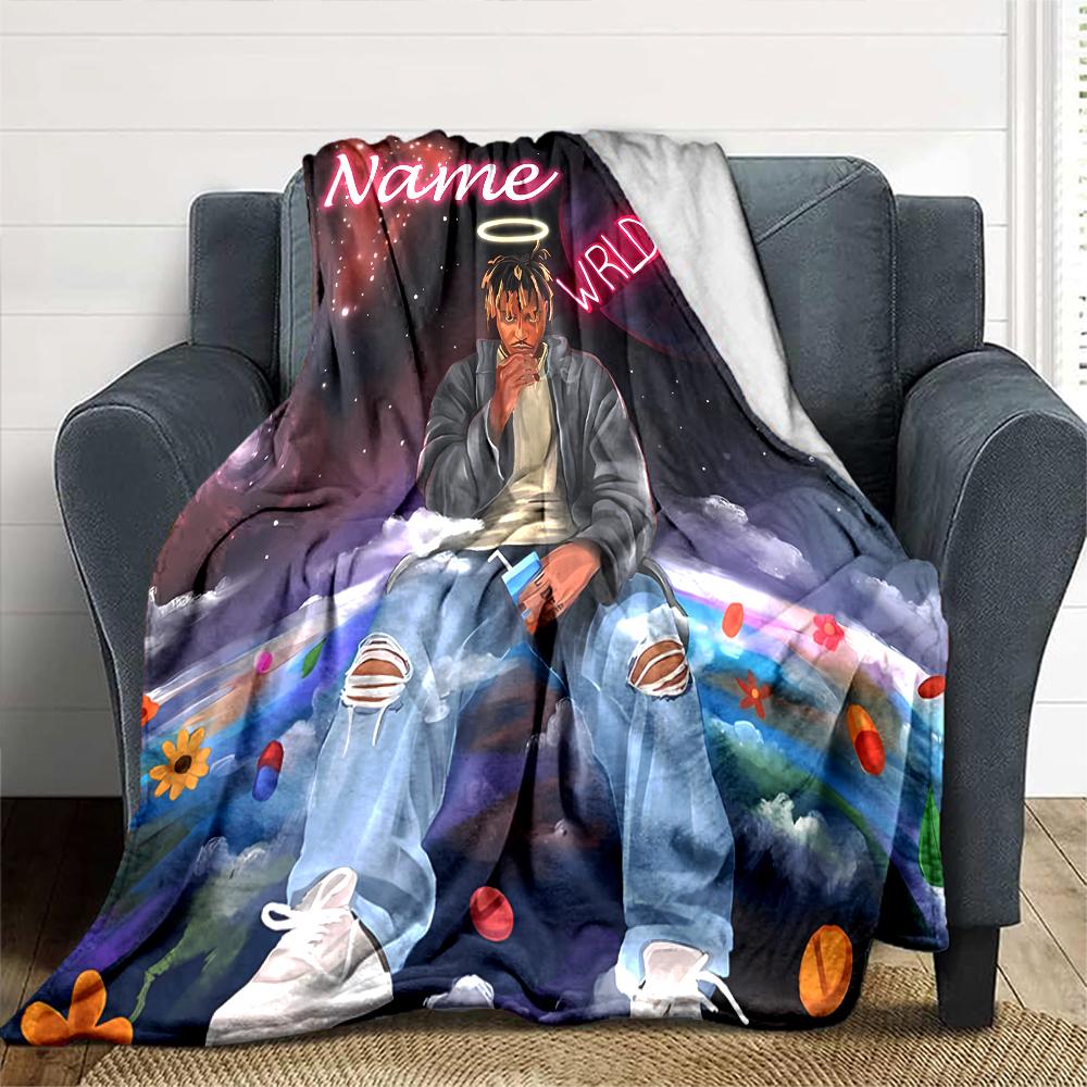 Customiz Name Personality Juice WRLD Blanket Soft &Warm Sofa Office Bed Travel Lunch Break Blanket, Gift Suitable All Seasons