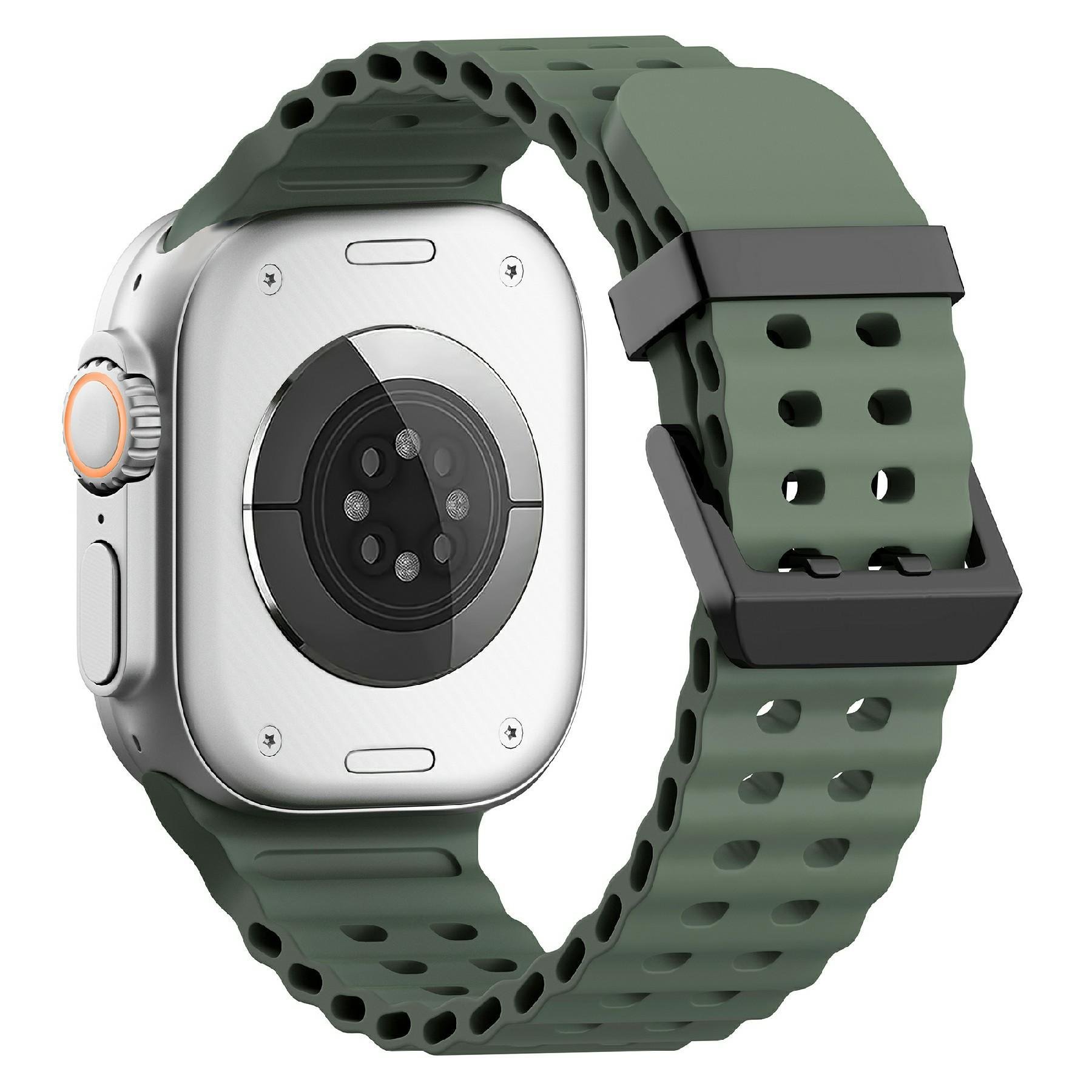 

Силиконовый ремешок для Apple Watch Series 10 46 мм/Ultra 2 Ultra 49 мм/Series 9 8 7 45 мм/SE (2023) SE (2022) SE 6 5 4 44 мм/3 2 1 42 мм Blackish Green