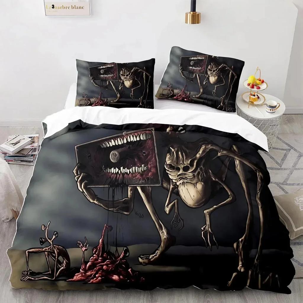 3D Print Siren Head Bedding Set Duvet Cover Sheet Printed Bed Set Pillowcase Bed Full Queen King Size Comforter Bedroom