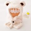 Fashion Design Children Fleece Hat Solid Color Plush Hat with Scarf Outdoor Bear Plush Hat  Boy
