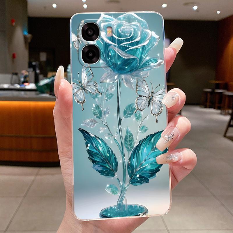 Custodia Per OPPO A6X 4G A6 Fiore Farfalla Cover Protettiva OPPOA6X 5G CPH2823 CPH2819 Trasparente Morbido Silicone TPU Copri Telefono